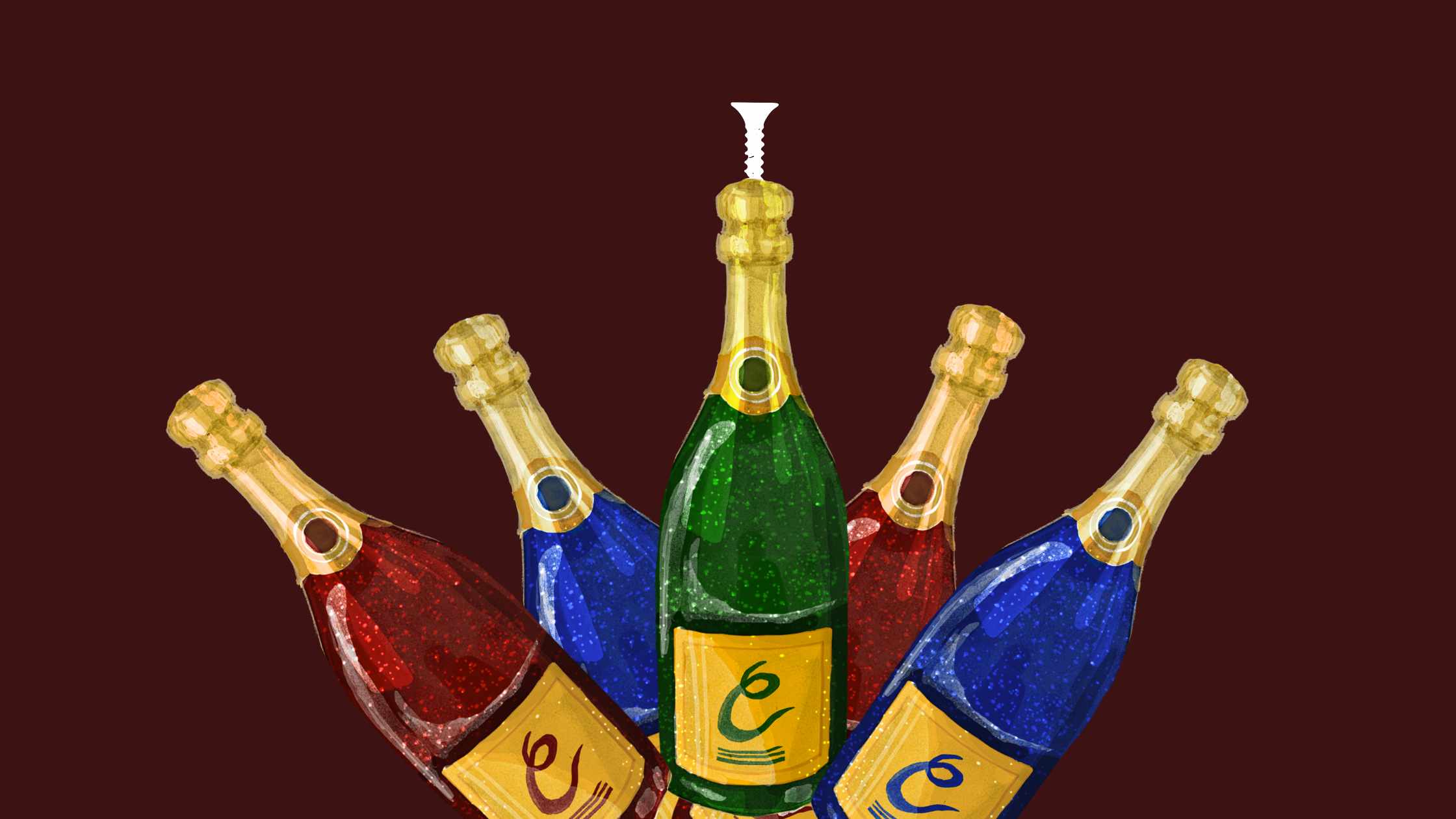 A bottle of Aperol and cocktail illustrations